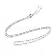Adjustable 201 Stainless Steel Slider Necklaces, with Curb Chains and Slider Stopper Beads, Stainless Steel Color, 29.9 inch(76cm)(X-NJEW-L156-001P)