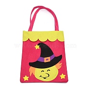 Non-woven Fabrics Halloween Candy Bag, Trick or Treat Tote, with Handles, Gift Bag Party Favors for Kids Boys Girls, Rectangle, Cerise, Witch Pattern, 41x21x0.3cm(ABAG-I003-06A)