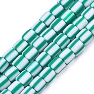 Handmade Polymer Clay Bead Strands, Column, Light Sea Green, 6x6mm, Hole: 1.5mm, about 63pcs/strand, 15.55 inch~15.94 inch(39.5~40.5cm)(CLAY-T020-12B)