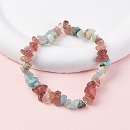 Natural Amazonite & Strawberry Quartz Chip Stretch Bracelets, Inner Diameter: 2-1/8~2-1/4 inch(5.3~5.5cm)(X-BJEW-JB04490-04)