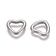 304 Stainless Steel Linking Ring, Heart, Stainless Steel Color, 9.5x10.5x1.5mm, Inner Diameter: 5.5x7mm(STAS-E482-06P)