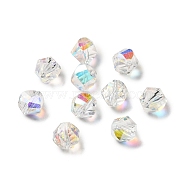 Glass Imitation Austrian Crystal Beads, Faceted, Nugget, Clear AB, 6x6mm, Hole: 1mm(GLAA-H024-11A)