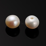 Natural Cultured Freshwater Pearl Beads, Half Drilled, Rondelle Bisque, 5.5~6x0.8mm, Hole: 5mm(PEAR-E001-14)