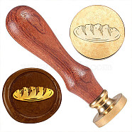 Golden Plated Brass Sealing Wax Stamp Head, with Wood Handle, for Envelopes Invitations, Gift Cards, Food, 83x22mm, Head: 7.5mm, Stamps: 25x14.5mm(AJEW-WH0208-924)