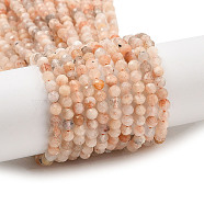 Natural Sunstone Beads Strands, Faceted, Round, 3mm, Hole: 0.8mm, about 133pcs/strand, 15.55''(39.5cm)(X-G-H002-A03-01)