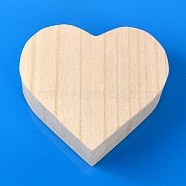 Valentine's Day Theme Wooden Ring Storage Box, Heart Shaped Ring Case, Bisque, 10x8x4cm(VALE-PW0003-04)