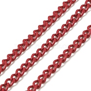 Spray Painted 304 Stainless Steel Curb Chains, with Spool, Unwelded, Red, 3x2x0.6mm(STAS-B067-05A-08)