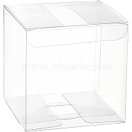 Foldable Transparent PET Box, for Wedding Party Baby Shower Packing Box, Square, Clear, Finished Product: 9x9x9cm(CON-WH0074-72D)