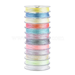 12 Rolls 12 Colors Luminous Polyester Sewing Thread, Glow in the Dark, 3-Ply Polyester Cord for Jewelry Making, Mixed Color, 0.2mm, about 24.06 Yards(22m)/Roll, 1 roll/color(OCOR-WH0087-05)