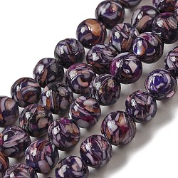 Freshwater Shell Beads Strands, with Resin, Round, Dyed, Dark Slate Blue, 8mm, Hole: 1mm, about 47~48pcs/strand, 15.55~15.75 inch(39.5~40cm)(BSHE-L039-08B-05)