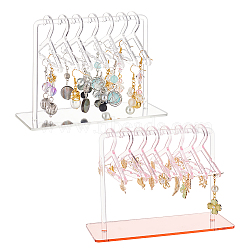 2 Sets 2 Colors Acrylic Earring Display Stands, Coat Hanger Shaped Earring Organizer Holder with 8Pcs Mini Hangers, Mixed Color, Finish Product: 15x6x12cm, 1 set/color(EDIS-FG0001-61)