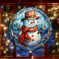 Christmas Snowman Window Hanging Ornaments, Winter Suncatcher Home Window Decoration, Cornflower Blue, 150x3mm(PW-WG229F9-01)