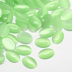 Cat Eye Cabochons, Oval, Pale Green, 18x13x2.5~3.5mm(X-CE-J005-13x18mm-25)