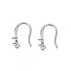 304 Stainless Steel Earring Hooks, Flat Earring Hooks, Ear Wire, with Rhinstone Settings and Horizontal Loop,, Stainless Steel Color, 16x11x2mm, Hole: 1.8mm, Pin: 0.8mm, Fit for 3mm Rhinestone(X-STAS-S057-61)