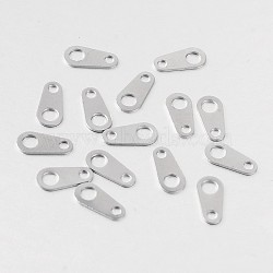 316 Surgical Stainless Steel Chain Tabs, Chain Extender Connectors, Stainless Steel Color, 8x4x1mm, Hole: 1mm & 2mm(X-STAS-M254-03)