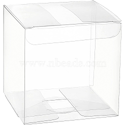 Foldable Transparent PET Box, for Wedding Party Baby Shower Packing Box, Square, Clear, Finished Product: 9x9x9cm(CON-WH0074-72D)