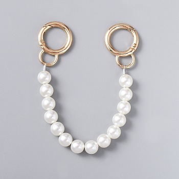 ABS Pearl Beaded Bag Strap, with Zinc Alloy Spring Gate Rings, for Bag Replacement Accessories, Light Gold, 20.9x1cm