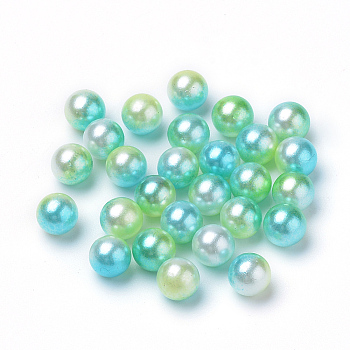 Rainbow Acrylic Imitation Pearl Beads, Gradient Mermaid Pearl Beads, No Hole, Round, Green Yellow, 3mm, about 10000pcs/bag