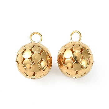 Crystal Glass Rhinestone Pendants, with Iron Finding, Hollow Round Ball Charms, Golden, 18.5x14mm, Hole: 3.2mm