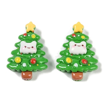 Christmas Opaque Resin Decoden Cabochons, Christmas Tree, 24.5x17x8.5mm