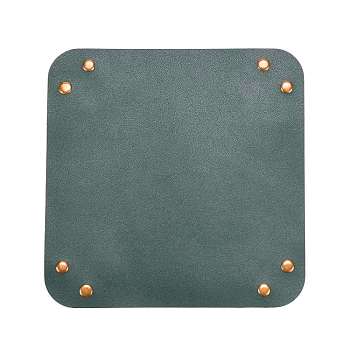PVC Leather Storage Tray Box with Snap Button, for Key, Phone, Coin, Wallet, Watches, Square, Dark Green, 250x250x1.5mm