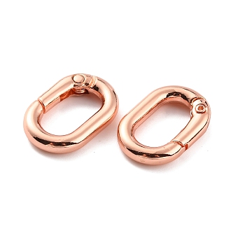 Alloy Spring Gate Rings, Oval, Rose Gold, 21x14x4mm