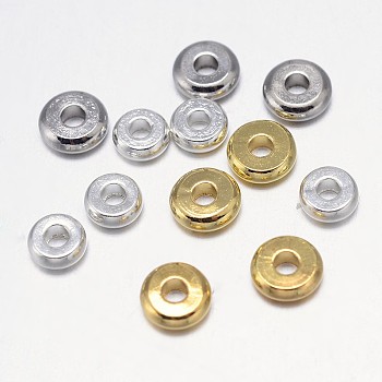 Flat Round Brass Spacer Beads, Mixed Color, 8x2mm, Hole: 2mm
