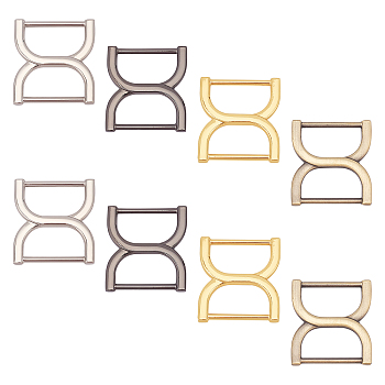 8Pcs 4 Colors Zinc Alloy Bag Connector Anchor Buckles, Double D-shaped with Iron Screws, for Bag Strap Hanger, Mixed Color, 36.7x34x4.3mm, 2pcs/color