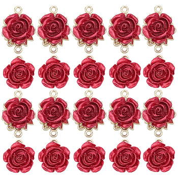 Valentine's Day DIY Jewelry Making Finding Kit, Including Rack Plating Alloy Rose Flower Links Connectors & Pendants, Cadmium Free & Lead Free, Red, 15~22.5x14.5~16x8mm, Hole: 1.5~1.6mm, 24Pcs/box