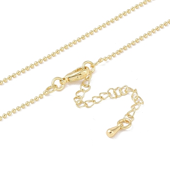 Brass Chain Necklaces, Ball Chains, Real 18K Gold Plated, 17.64 inch(448mm)