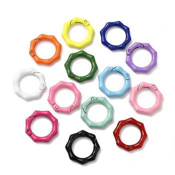 Spray Painted Alloy Spring Gate Ring, Octagon, Mixed Color, 31x6mm