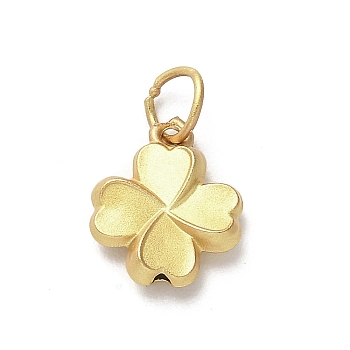 925 Sterling Silver Pendants, Clover Charms, Matte Gold Color, 11x9x3mm, Hole: 4mm