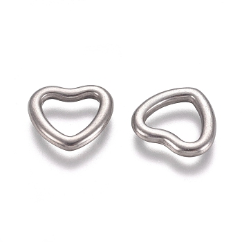 304 Stainless Steel Linking Ring, Heart, Stainless Steel Color, 9.5x10.5x1.5mm, Inner Diameter: 5.5x7mm