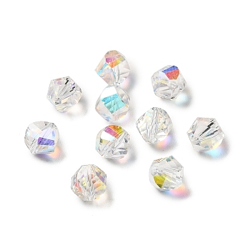 Glass Imitation Austrian Crystal Beads, Faceted, Nugget, Clear AB, 6x6mm, Hole: 1mm