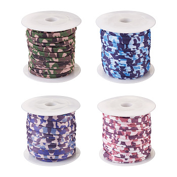 4 Colors Flat Polyester Elastic Cord, Webbing Garment Sewing Accessories, Mixed Color, 5mm, about 3m/roll, 1roll/color, 4roll/set
