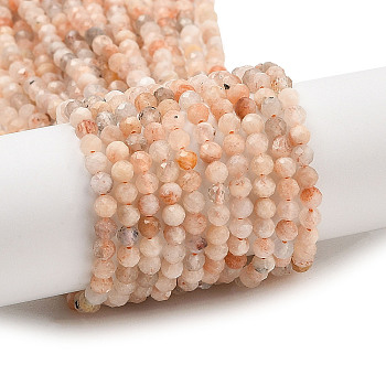 Natural Sunstone Beads Strands, Faceted, Round, 3mm, Hole: 0.8mm, about 133pcs/strand, 15.55''(39.5cm)