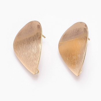 Ear Stud Findings, with Loop, Nickel Free, Real 18K Gold Plated, Teardrop, 28x21mm, Hole: 2mm, Pin: 0.8mm