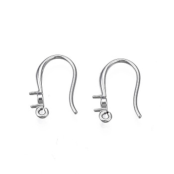 304 Stainless Steel Earring Hooks, Flat Earring Hooks, Ear Wire, with Rhinstone Settings and Horizontal Loop,, Stainless Steel Color, 16x11x2mm, Hole: 1.8mm, Pin: 0.8mm, Fit for 3mm Rhinestone