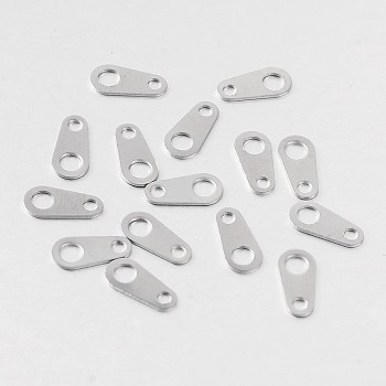 316 Surgical Stainless Steel Chain Tabs, Chain Extender Connectors, Stainless Steel Color, 8x4x1mm, Hole: 1mm & 2mm