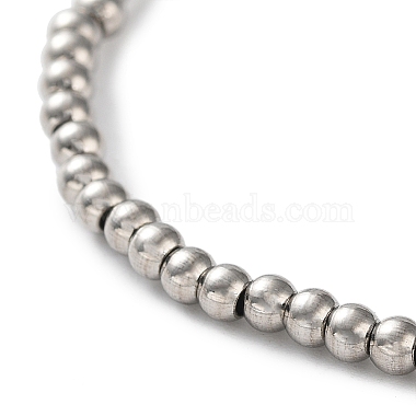 316 Surgical Stainless Steel Round Beaded Stretch Bracelets(BJEW-M305-01A-P)-2