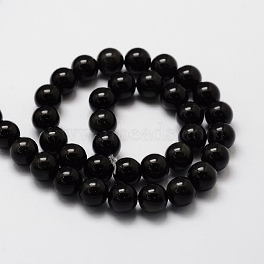 Obsidienne naturelle perles rondes brins(X-G-E329-6mm-37)-2