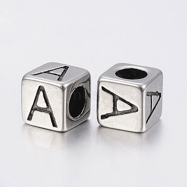 304 Stainless Steel Large Hole Letter European Beads(STAS-H428-01AS-A)-2