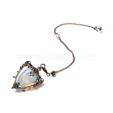 Mixed Gemstone Triangle Dowsing Pendulum Pendants(G-G022-01R)-3