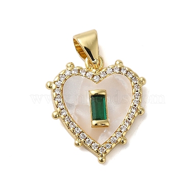 Real 18K Gold Plated PapayaWhip Heart Brass+Cubic Zirconia+Shell Pendants