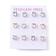 6 Pairs Cubic Zirconia Flat Round Stud Earrings(EJEW-G291-04D-M)-1