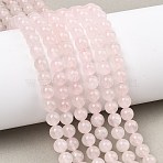 Natural Madagascar Rose Quartz Beads Strands, Smooth Round, Grade AB, 6mm, Hole: 0.7mm, about 60pcs/strand, 15.28''(38.8cm)(G-Z146-A01-6mm-02)