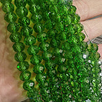 Transparent Baking Paint Glass Beads Strands, Rondelle, Faceted, Green, 8x6.5mm, Hole: 1mm, about 60~62pcs/strand, 39~40cm(DGLA-A034-T8mm-B01)