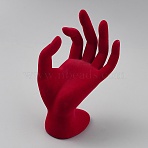 Resin Mannequin Hand Jewelry Display Holder Stands, OK Shaped Hand Ring Jewelry Organizer Rack for Ring, Bracelet, Watch, Crimson, 8x10x17cm(RDIS-WH0007-11)