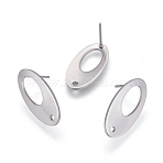 Tarnish Resistant 304 Stainless Steel Stud Earring Findings, Oval, Stainless Steel Color, 22x11mm, Hole: 1.6mm, Pin: 0.7mm(STAS-L238-072P)