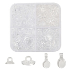 230Pcs 4 Styles Transparent ABS Plastic Pendant Blanks, Hair Findings, for DIY Hair Tie Accessories, Clear, 7.5~16x6.5~9x5~6.5mm, Hole: 2~2.5mm(FIND-YW0007-54)
